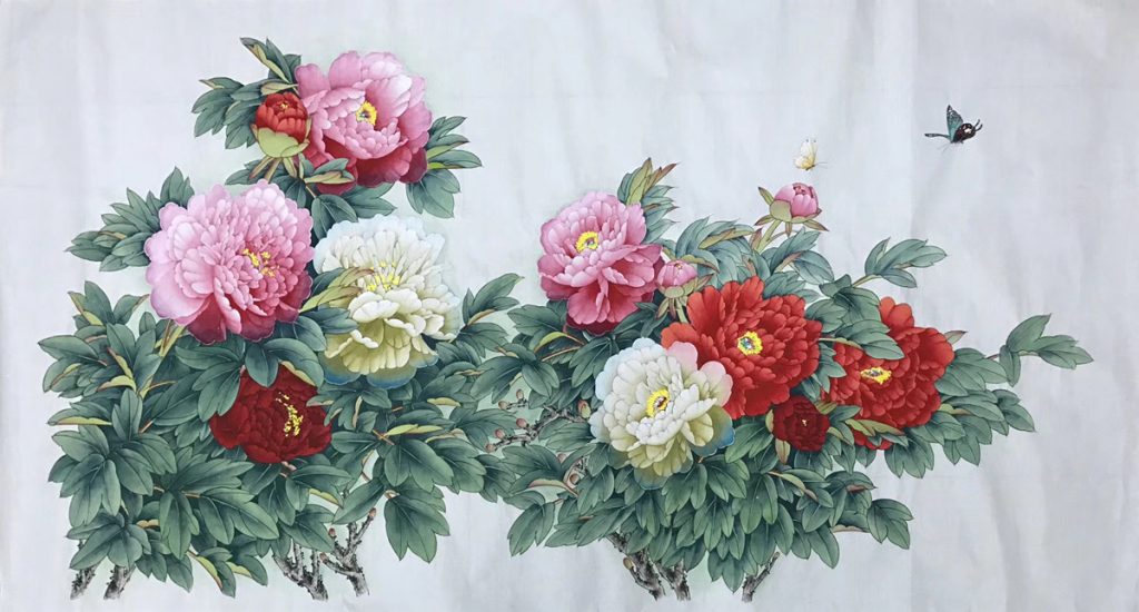 六尺整张工笔牡丹,花开富贵-精品书画,一手货源,木微画院名家书画真迹
