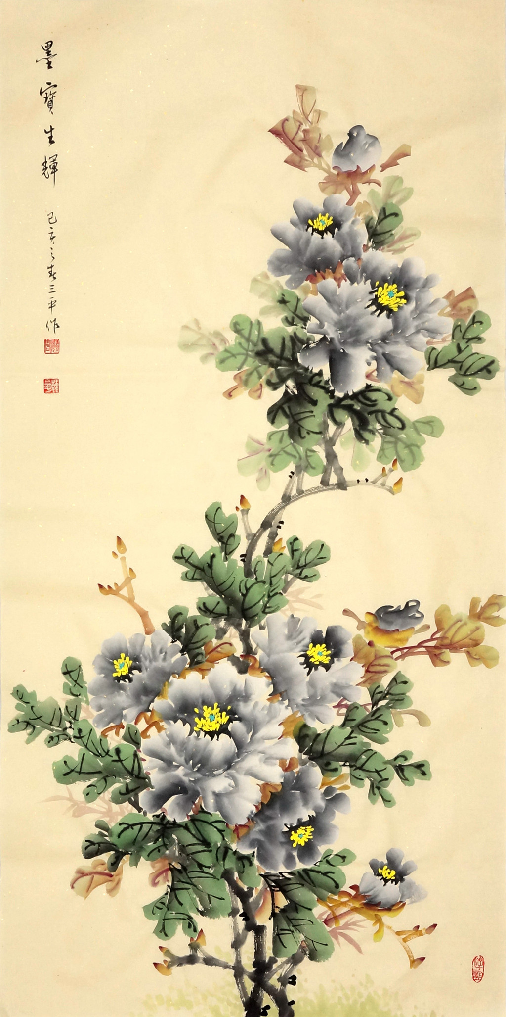四尺竖幅,墨宝生辉,写意牡丹精品