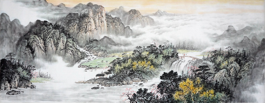 横幅小六尺山水画,名家国画精品