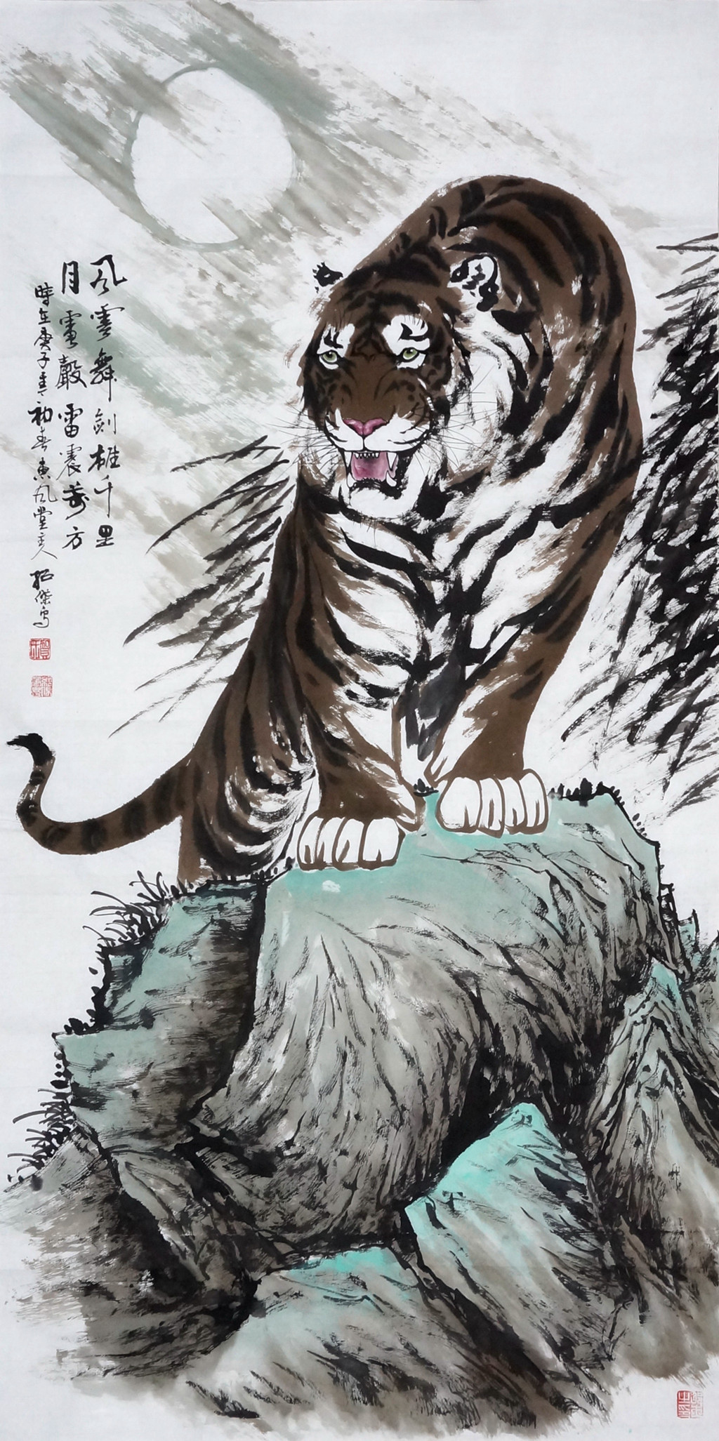 四尺条幅猛虎,国画老虎