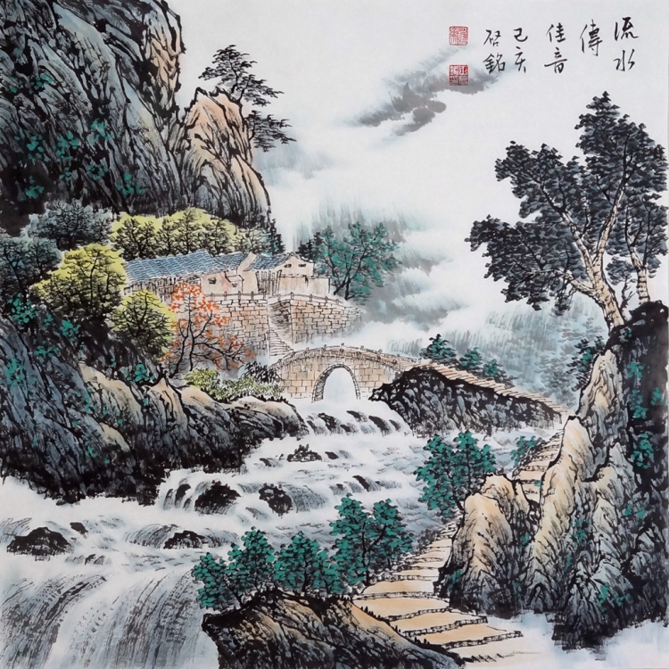 精品小六尺山水画，青山碧水福地安居 - 精品书画,一手货源,木微画院名家书画真迹