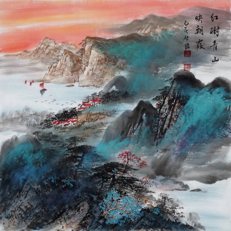 写意山水画,四尺斗方 - 精品书画,一手货源,木微画院名家书画真迹