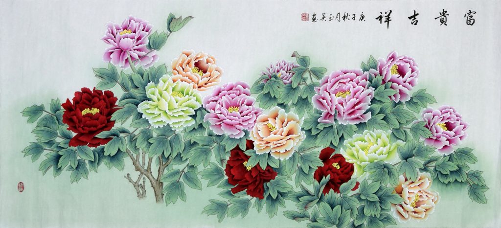 富贵吉祥,四尺工笔牡丹国画 - 精品字画,一手货源,木微画院名家书画真迹