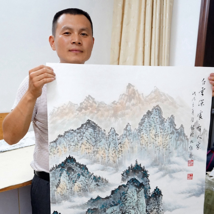 四尺条幅,名家山水,国画精品 - 精品字画,一手货源,木微画院名家书画真迹