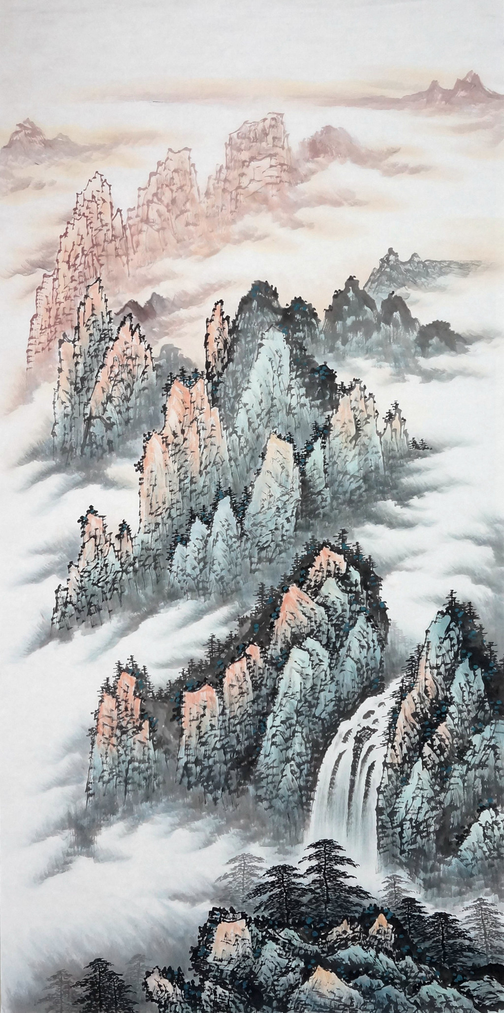 宁建华收藏:国画彩墨山水画《雪融山河春》，大六尺原创作品请欣赏。_兴艺堂